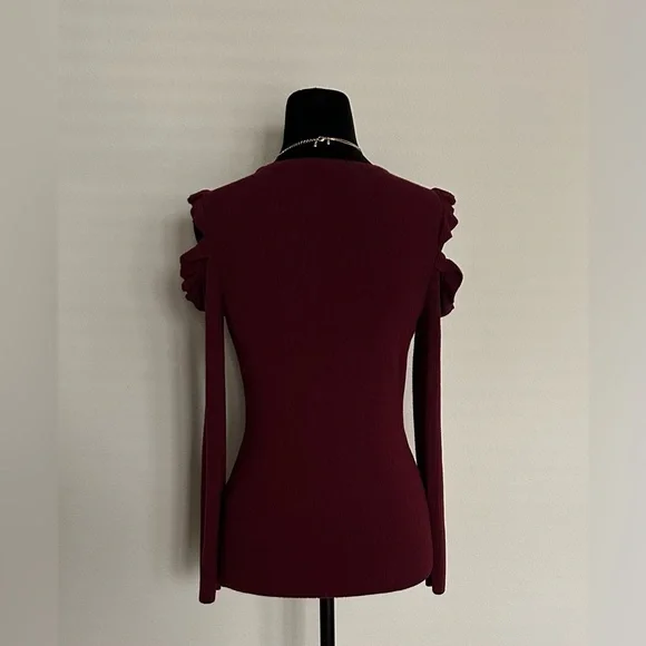 White House Black Market Off-Shoulder Burgundy Sweater - Picture 4 of 14